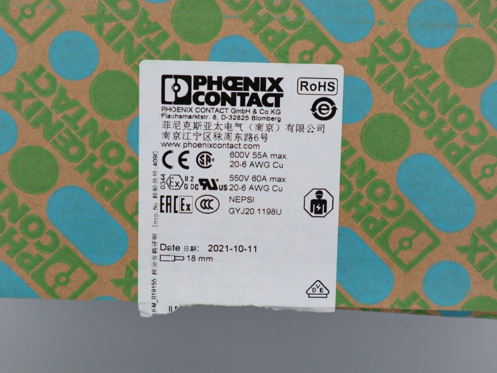 50 Stk. PHOENIX Contact Schutzleiterklemme PT 10-TWIN (3208746)Terminal Bl Neu