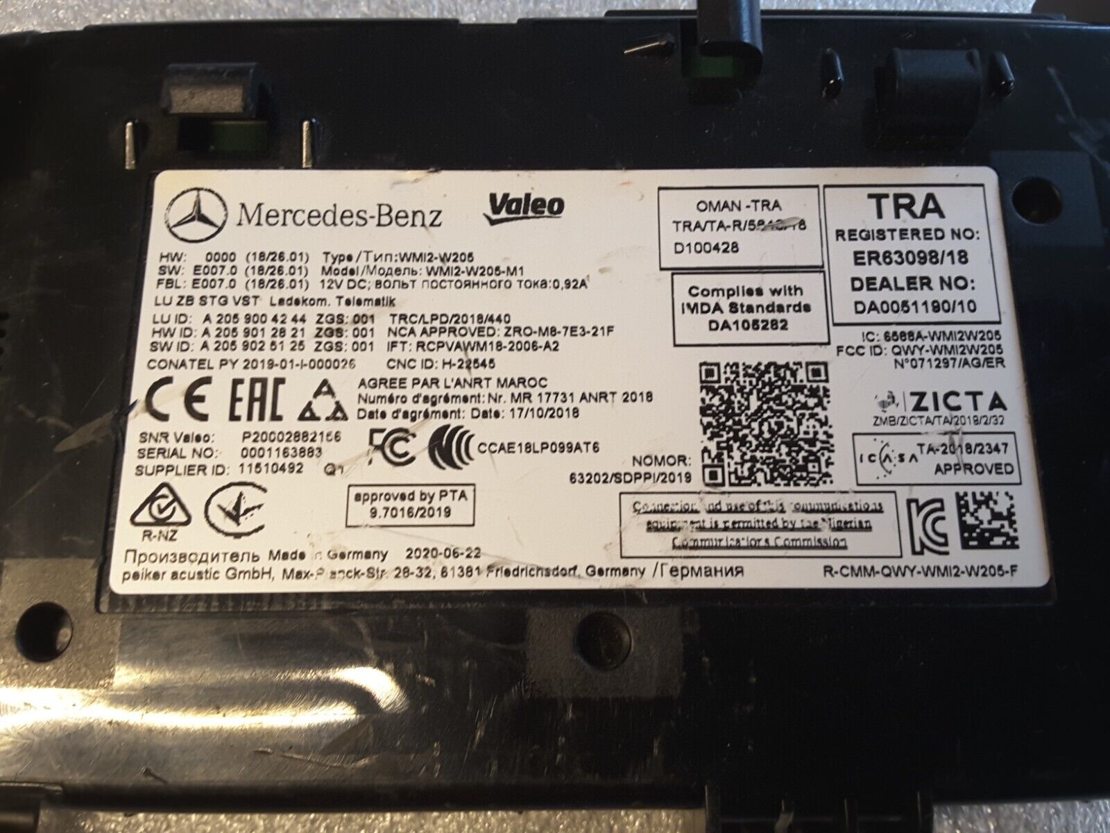 Steuergeräte Wireless Phone Lademodul Mercedes C -Klasse w205 GLC A2059004244