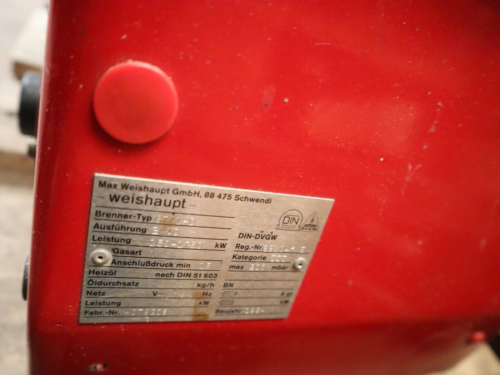 Weishaupt Gasbrenner Gebläsebrenner Typ G7/1-D max 200 mbar 150-1750 kw