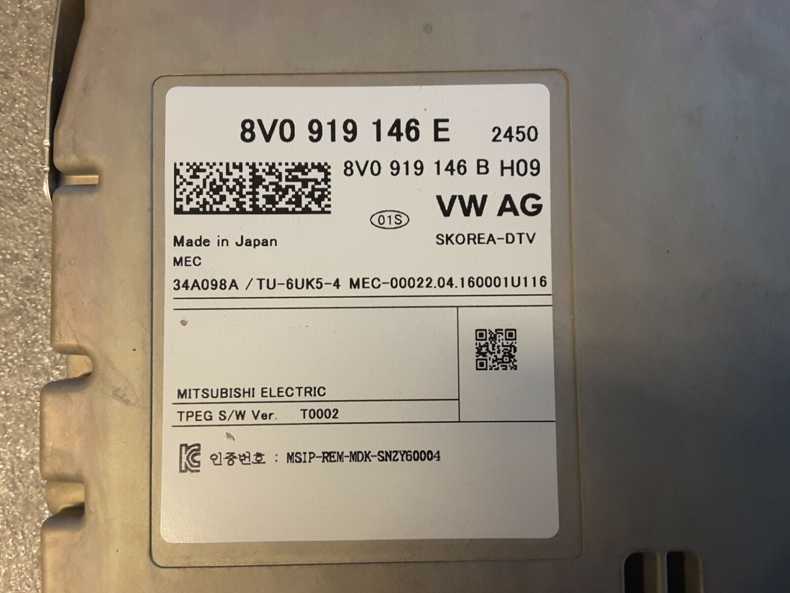 Módulo de TV digital DTV Unidad de control Sintonizador Audi A6 A4 C7 A7 S7 4G 8V0919146E NUEVO.