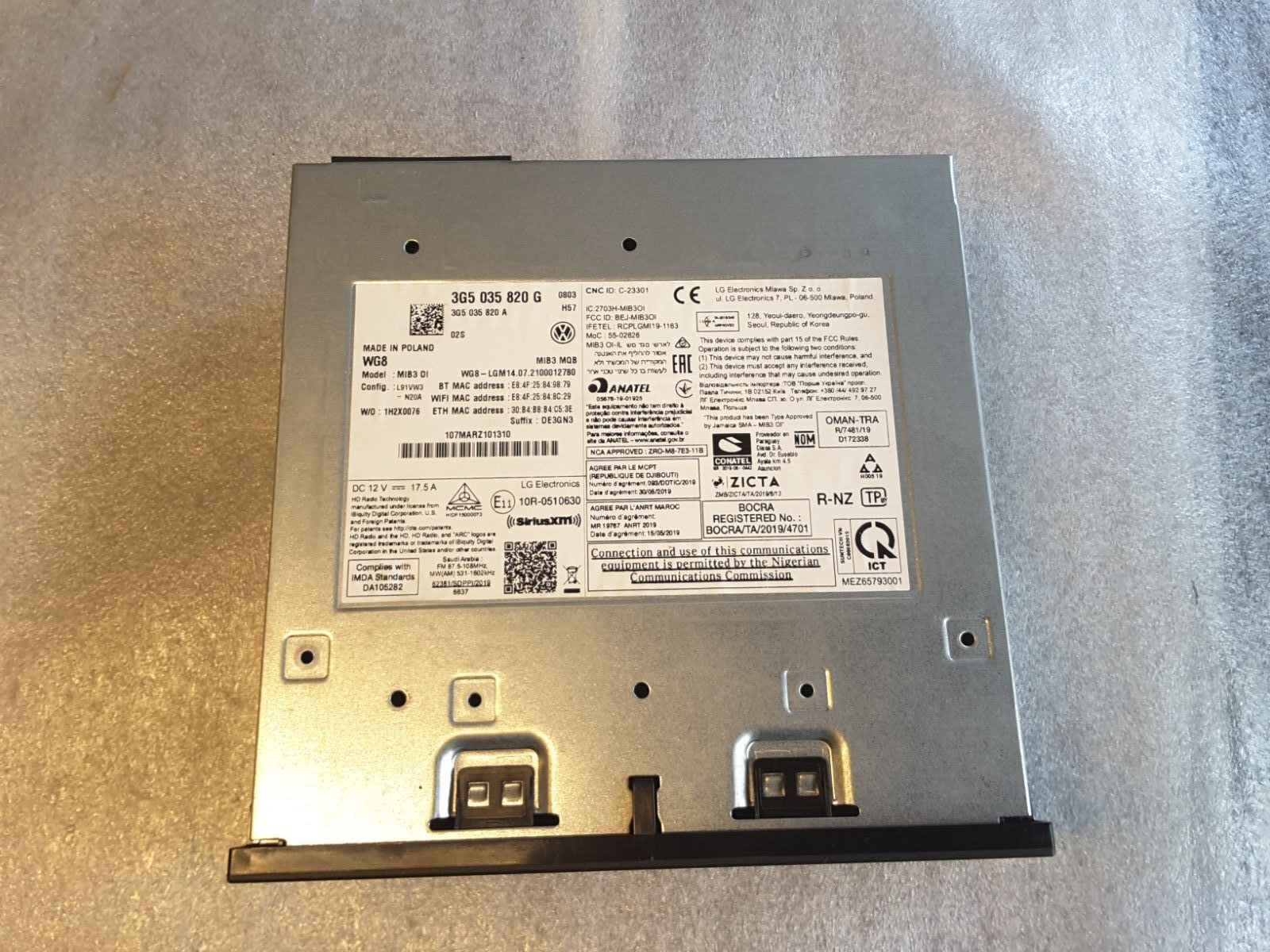 Unidad de control de navegación original Audi A4, S4, 8W, B9, para Radio Media 8W0919614 S