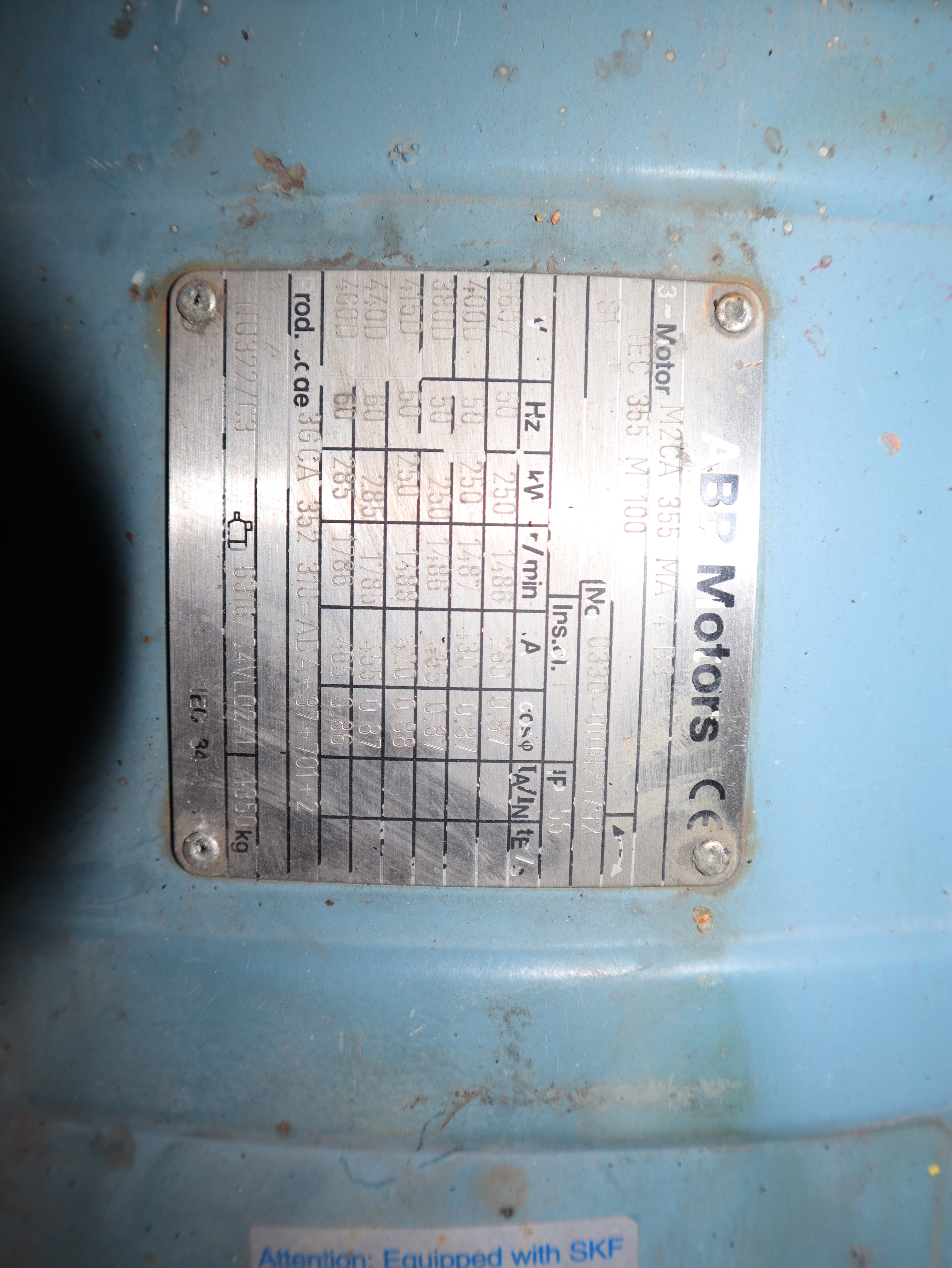 ABB Elektromotor, Drehstrommotor M2CA 355 MA 4B3 1486 r/min 250 KW Neu