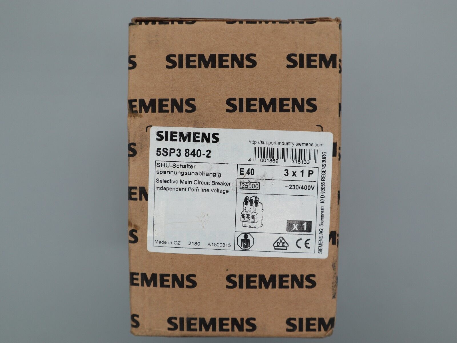 Siemens 5SP3 840-2 SHU-Schalter 5SP3 8SHU E40 | 5SP3840-2 Neu