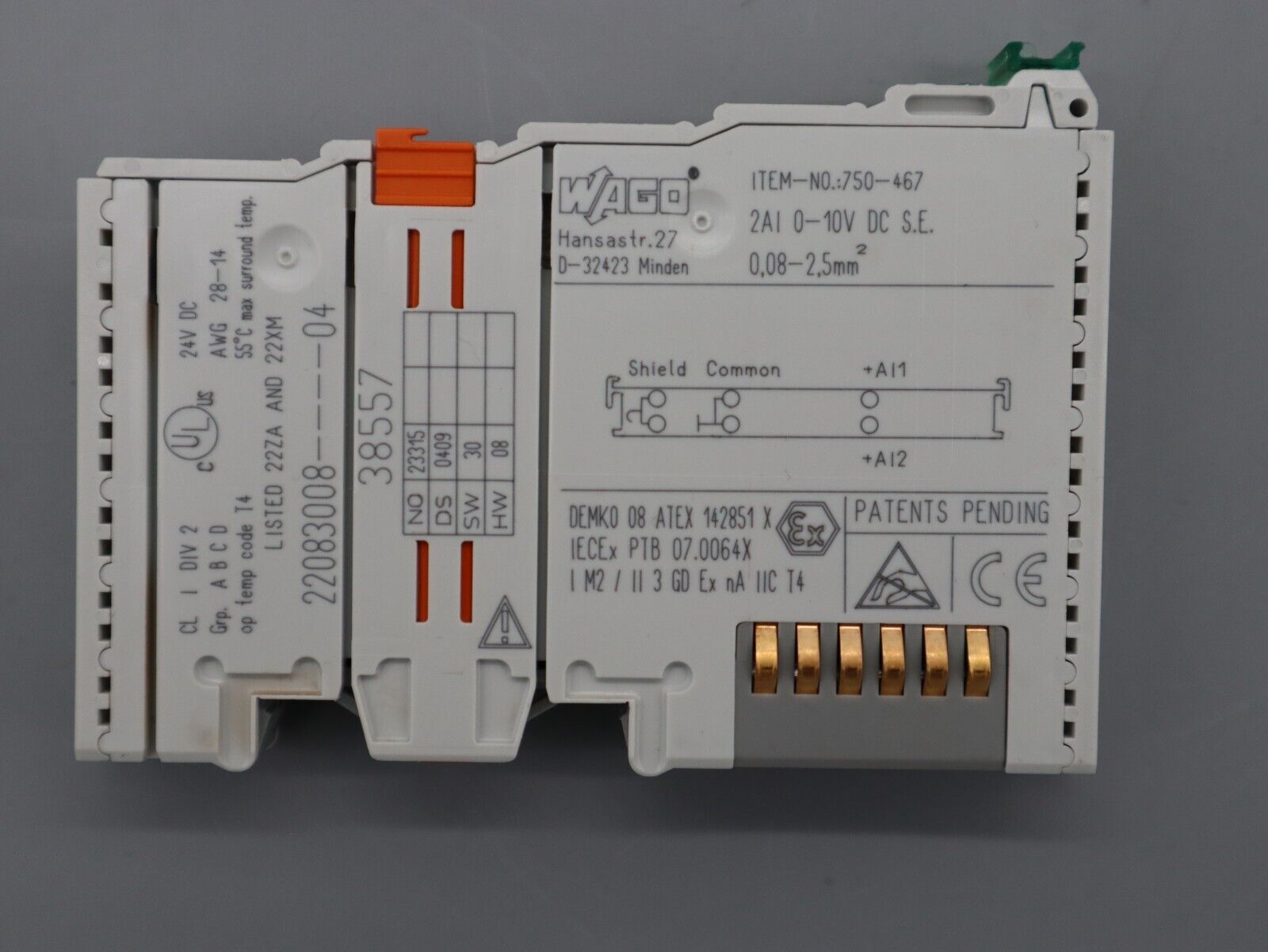 Wago 2-Kanal-Analogeingang 750-467 2-channel analogue input  I/O System